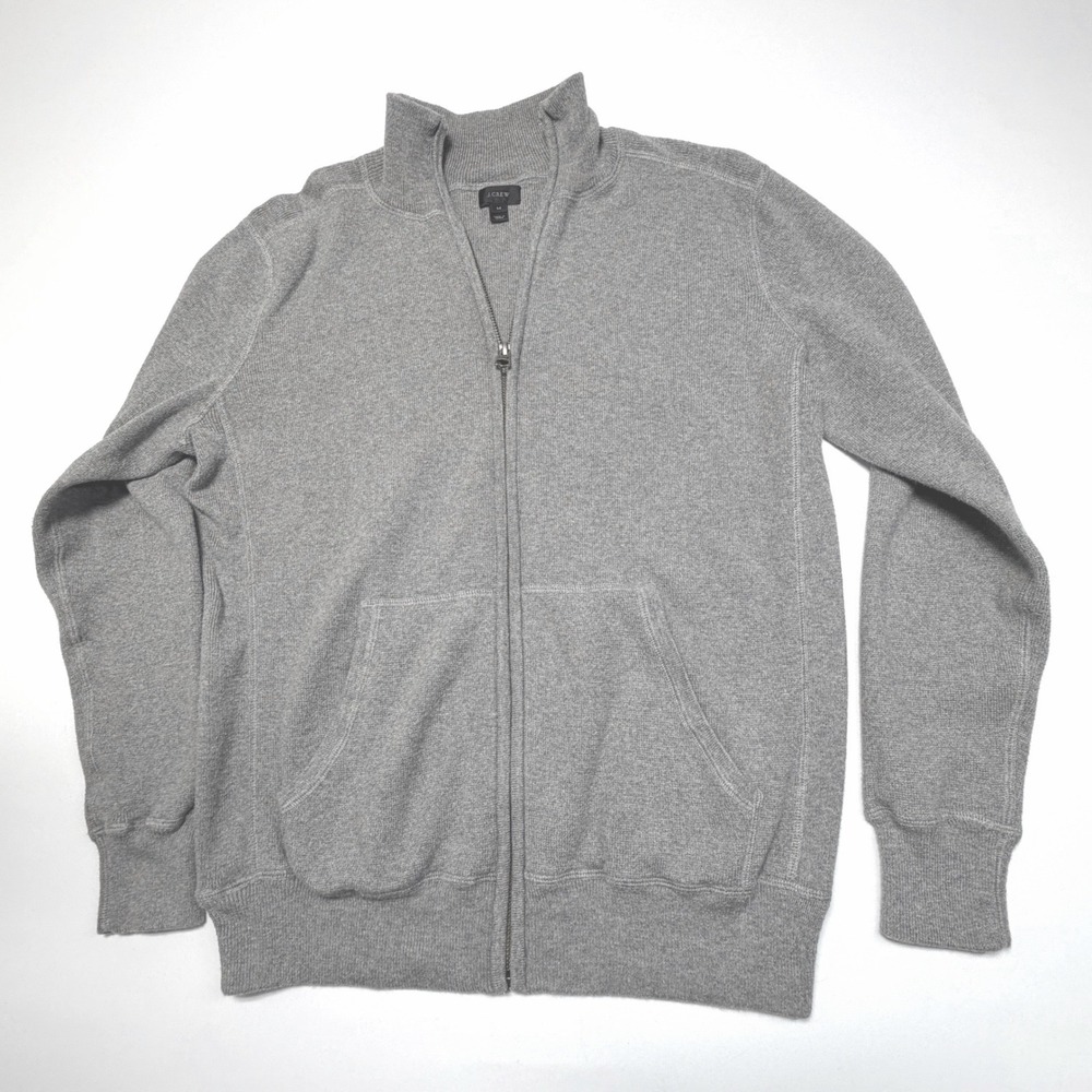 J.Crew Men's Cotton-Cashmere Zip Sweater – Gray – Size M